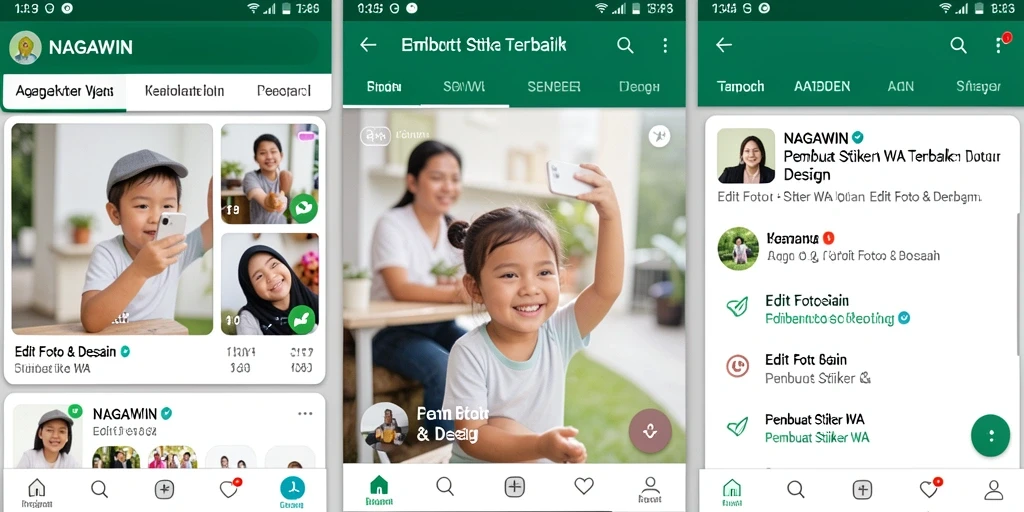 Tampilan antarmuka NAGAWIN yang menarik untuk membuat stiker WA.