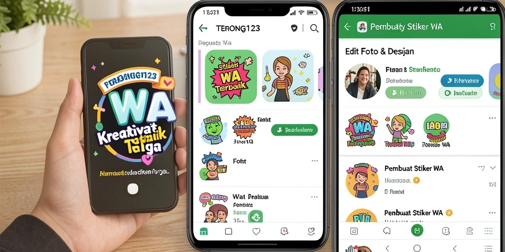 Screenshot antarmuka pengguna aplikasi Pembuat Stiker WA yang intuitif dan menarik.